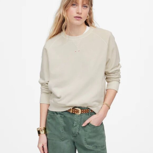 NWT Madewell Garment-Dyed Crewneck Sweatshirt in Parchment - Size: Medium - Picture 1 of 13